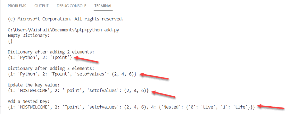 Python Dictionary 3 Adding elements of dictionary in python