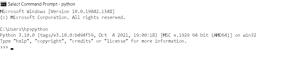 Installation of Python 7 Python version 3.10.0