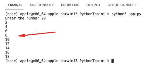 Python Loops 8 Step Size in Range()